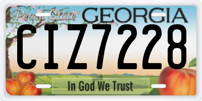 GA license plate CIZ7228