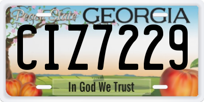 GA license plate CIZ7229
