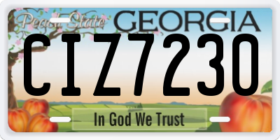 GA license plate CIZ7230