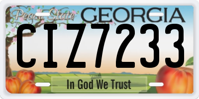 GA license plate CIZ7233