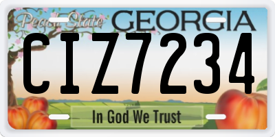 GA license plate CIZ7234