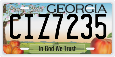 GA license plate CIZ7235