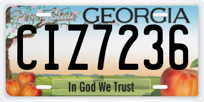 GA license plate CIZ7236