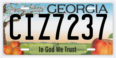 GA license plate CIZ7237