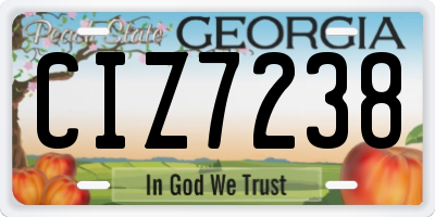 GA license plate CIZ7238