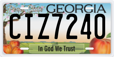GA license plate CIZ7240