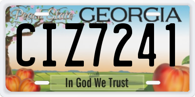 GA license plate CIZ7241