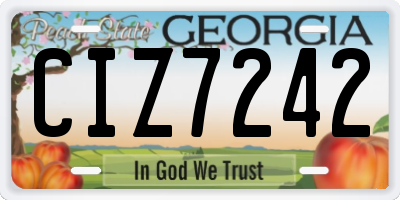 GA license plate CIZ7242