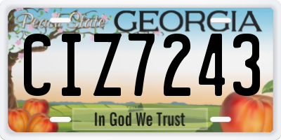 GA license plate CIZ7243