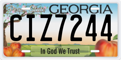 GA license plate CIZ7244