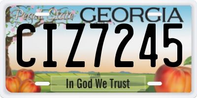 GA license plate CIZ7245