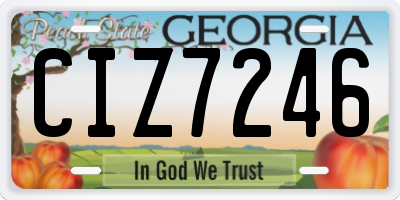 GA license plate CIZ7246