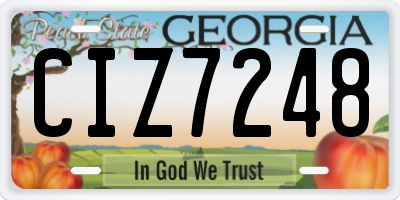 GA license plate CIZ7248