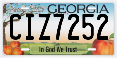 GA license plate CIZ7252