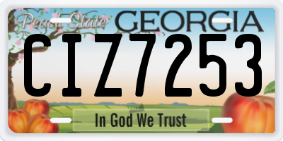 GA license plate CIZ7253