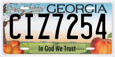 GA license plate CIZ7254