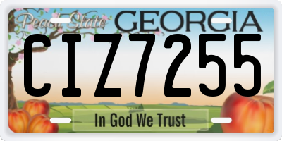 GA license plate CIZ7255