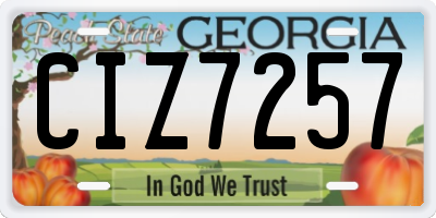 GA license plate CIZ7257