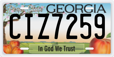 GA license plate CIZ7259