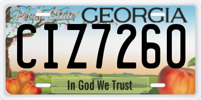 GA license plate CIZ7260