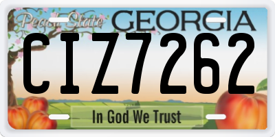 GA license plate CIZ7262