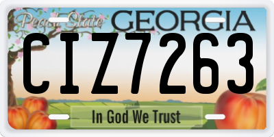 GA license plate CIZ7263