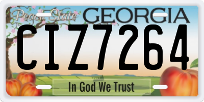 GA license plate CIZ7264