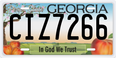 GA license plate CIZ7266