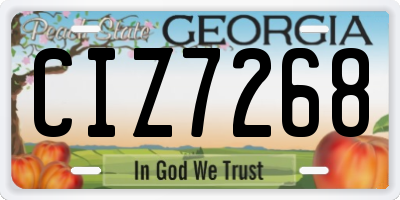 GA license plate CIZ7268