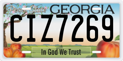 GA license plate CIZ7269
