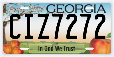 GA license plate CIZ7272