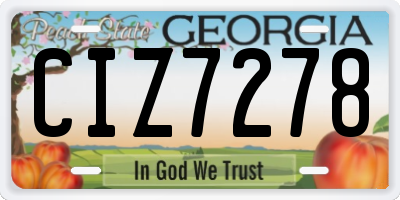 GA license plate CIZ7278