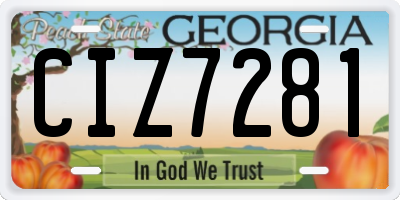 GA license plate CIZ7281