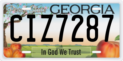 GA license plate CIZ7287