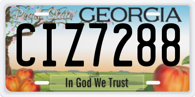 GA license plate CIZ7288