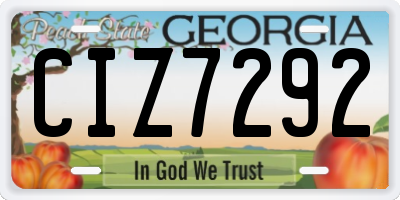 GA license plate CIZ7292
