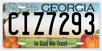 GA license plate CIZ7293