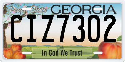 GA license plate CIZ7302