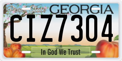GA license plate CIZ7304