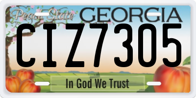 GA license plate CIZ7305