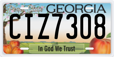 GA license plate CIZ7308