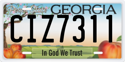 GA license plate CIZ7311