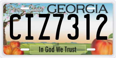 GA license plate CIZ7312
