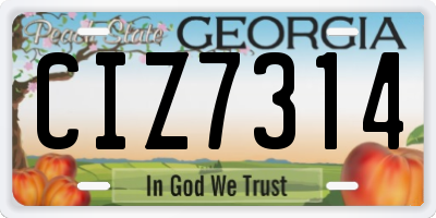 GA license plate CIZ7314