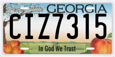 GA license plate CIZ7315