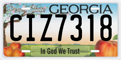 GA license plate CIZ7318