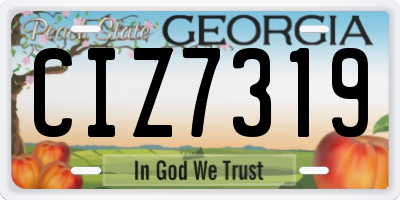 GA license plate CIZ7319