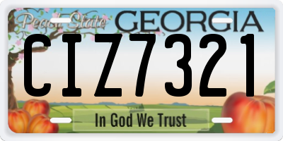 GA license plate CIZ7321