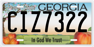 GA license plate CIZ7322