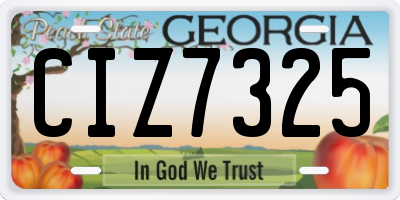 GA license plate CIZ7325
